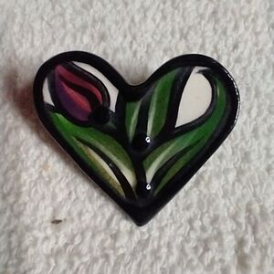 Clay art hand painted heart ❤️ tulip 🌷 flower 🌼 🌹 floral brooch